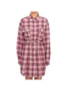 Liliane Check Midi Shirt Dress Pink - ISABEL MARANT - BALAAN 2