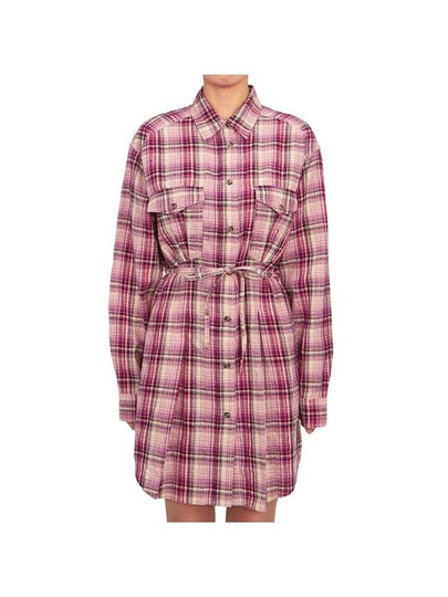 Liliane Check Midi Shirt Dress Pink - ISABEL MARANT - BALAAN 2