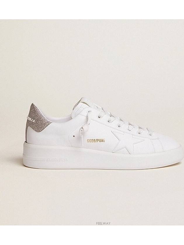 Purestar White Silver Glitter Heel Tab Sneakers - GOLDEN GOOSE - BALAAN 2