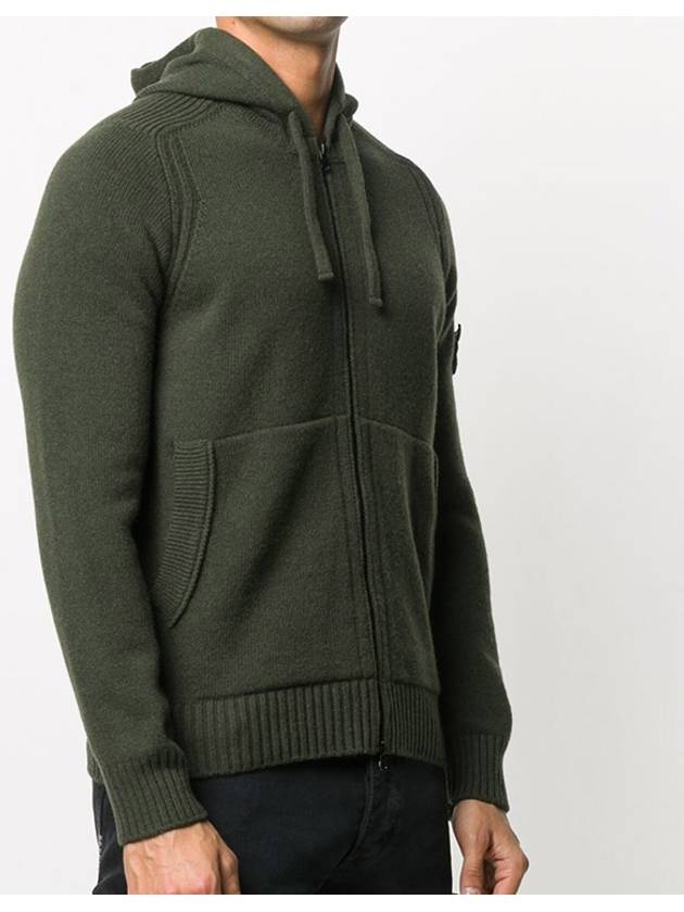 Wappen Patch Wool Zip Up Hoodie Green - STONE ISLAND - BALAAN 4