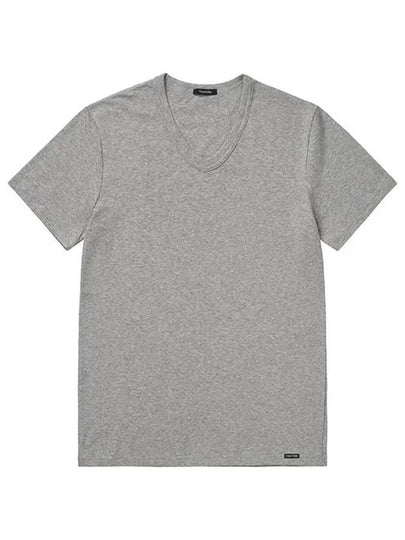 Cotton V-neck Short Sleeve T-Shirt Grey - TOM FORD - BALAAN 2