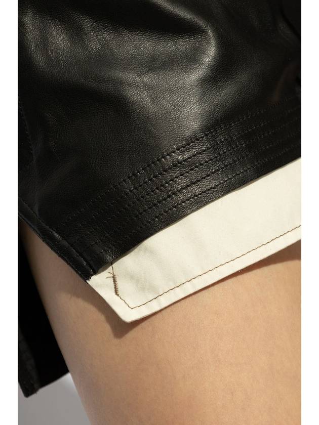 Rick Owens Leather Shorts Fog, Women's, Black - RICK OWENS - BALAAN 5