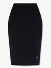 Women's Embroidered Logo Wool Pencil Skirt Black - VIVIENNE WESTWOOD - BALAAN 2