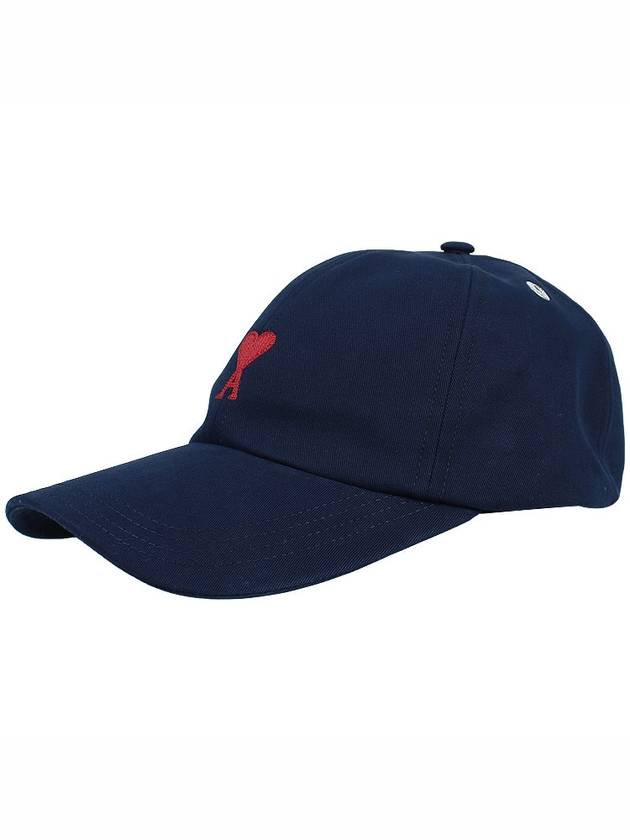 Embroidered Heart Logo Ball Cap Navy - AMI - BALAAN 4