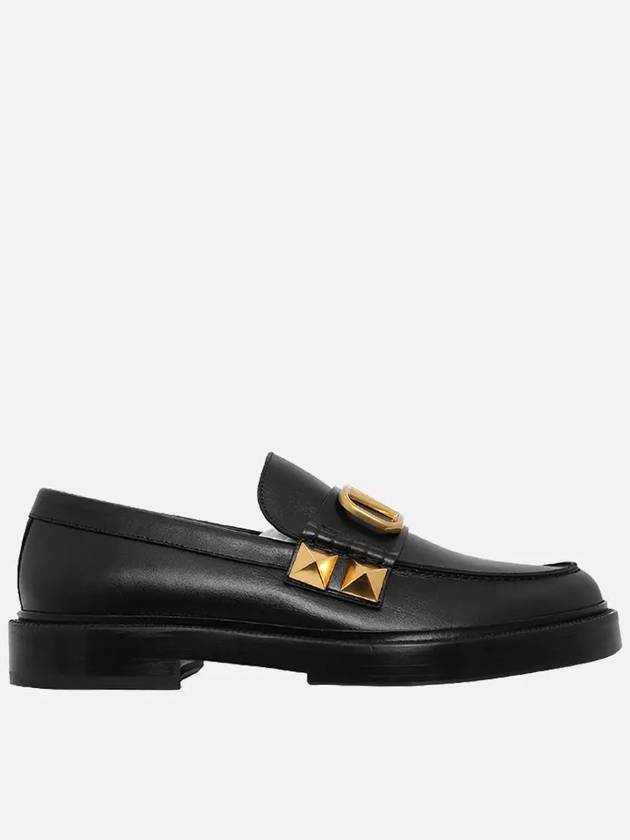 Men's Studded Sign Loafers Black - VALENTINO - BALAAN.