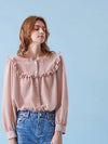 volume chiffon round neck frill blouse pink - VOYONN - BALAAN 4