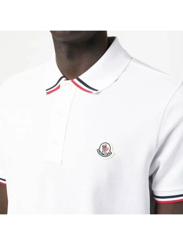 Logo Patch Three-Line Collar Short Sleeve Polo Shirt White - MONCLER - BALAAN 7