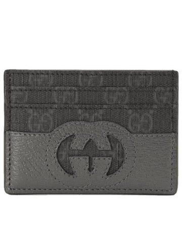 Cutout Interlocking G Card Case Gray 701425 - GUCCI - BALAAN 1