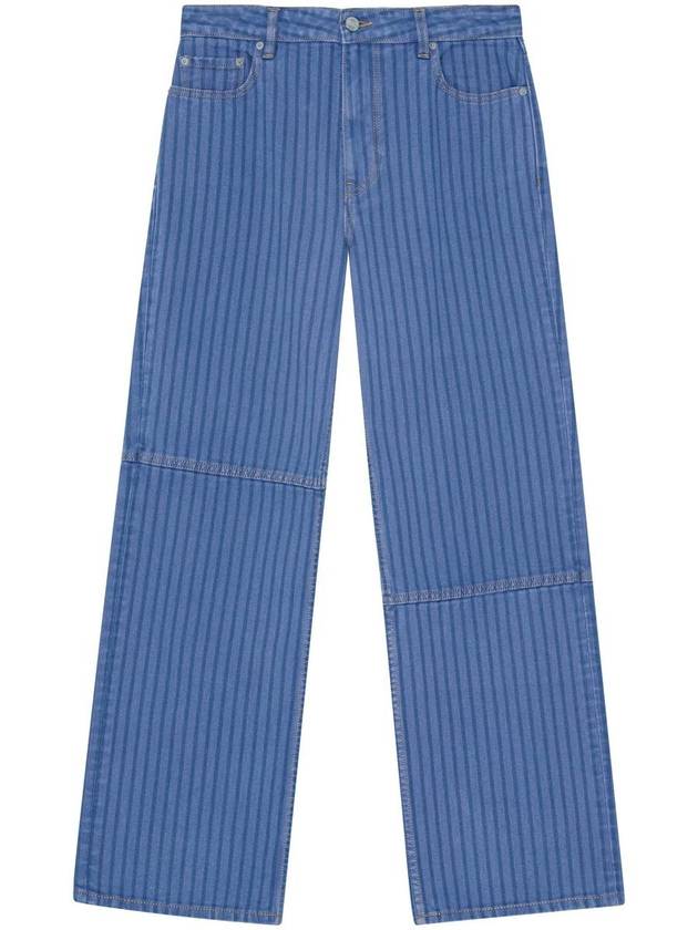 Striped Izey Straight Jeans Blue - GANNI - BALAAN 2