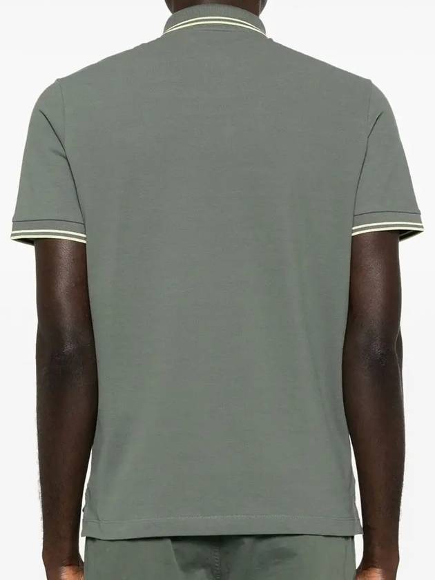 Stretch Cotton Pique Short Sleeve Polo Shirt Dark Green - STONE ISLAND - BALAAN 4