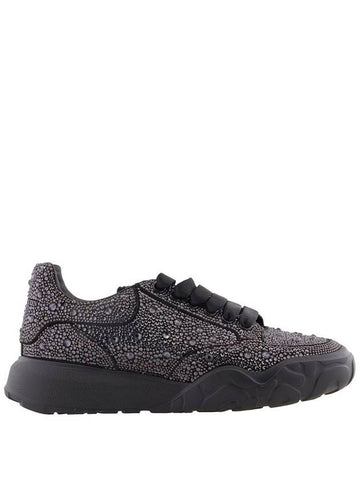 Alexander McQueen Men's Black Rhinestone Embellished Low Top Court Sneakers, Brand Size 40 ( US Size 7 ) - ALEXANDER MCQUEEN - BALAAN 1