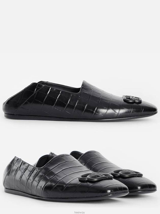 BB Logo Crocodile Embossed Mule Black - BALENCIAGA - BALAAN 2