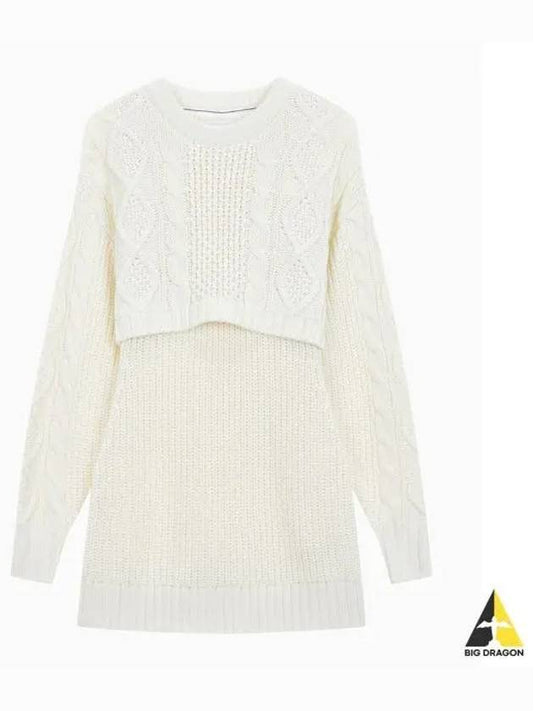 JEANS Women s Ivory Cable Sweater Dress J222327 YBI - CALVIN KLEIN - BALAAN 1