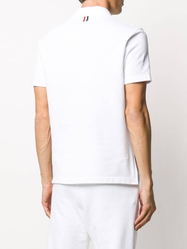 Diagonal Stripe Short Sleeve Polo Shirt White - THOM BROWNE - BALAAN 5