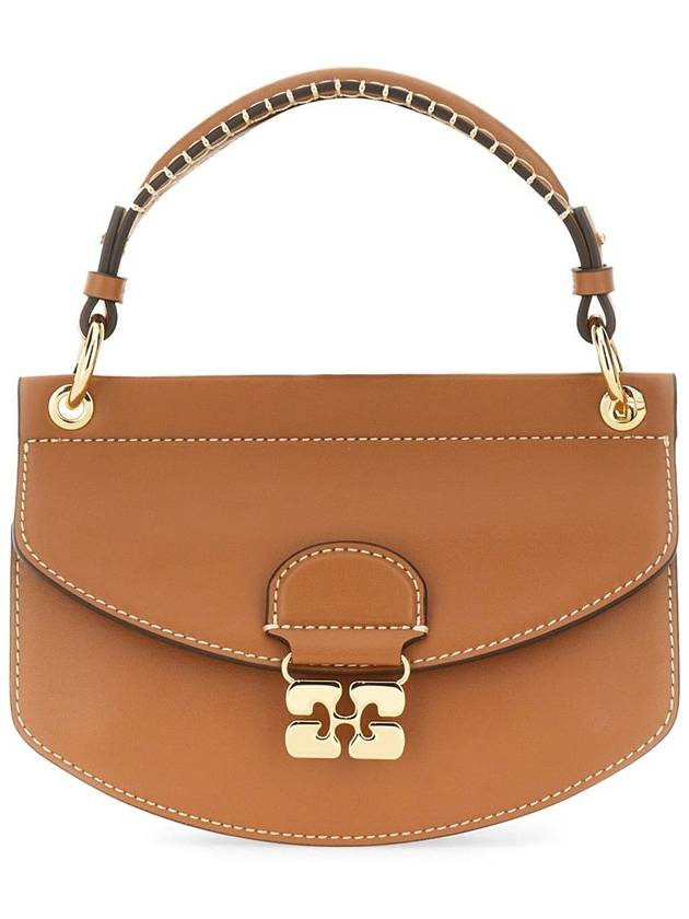 'Apo-G' Brown Crossbody Bag With Logo Plaque On The Front And Adjustable Shoulder Strap In Leather Woman - GANNI - BALAAN 1