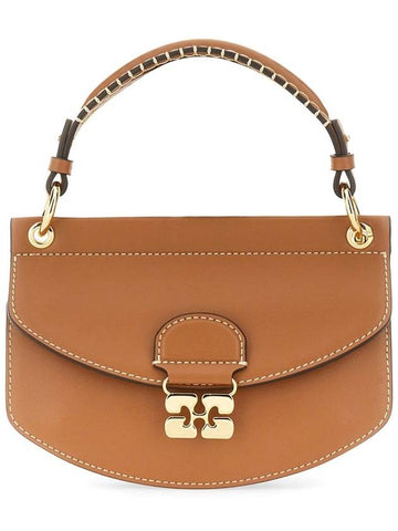 'Apo-G' Brown Crossbody Bag With Logo Plaque On The Front And Adjustable Shoulder Strap In Leather Woman - GANNI - BALAAN 1