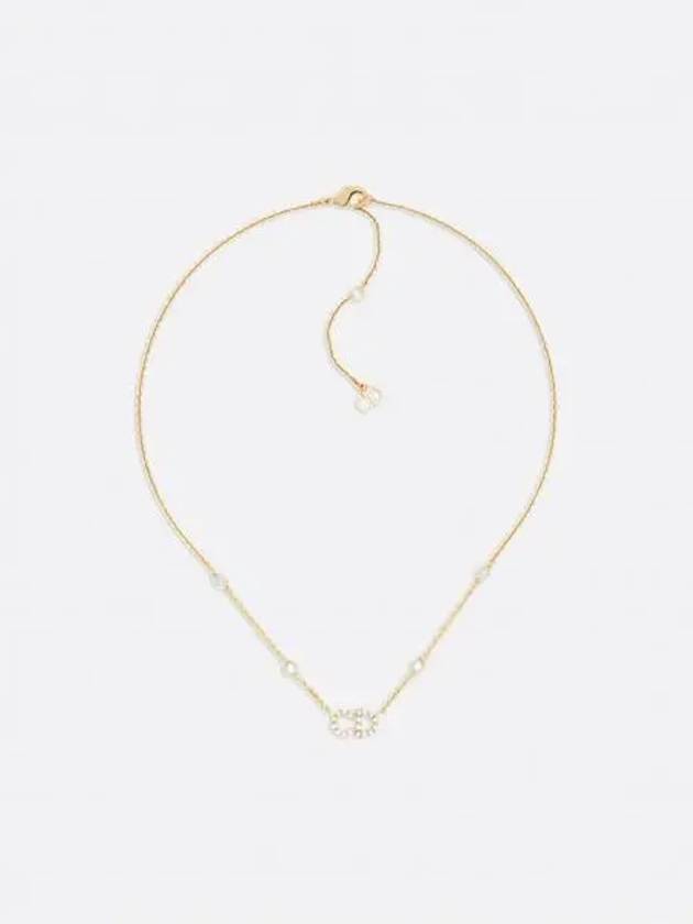 Clair D Lune Necklace Gold Finish Metal White Resin Pearls White Crystals - DIOR - BALAAN 2