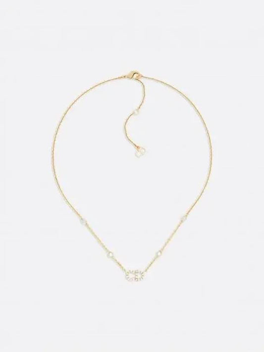 Clair D Lune Necklace Gold Finish Metal White Resin Pearls White Crystals - DIOR - BALAAN 2