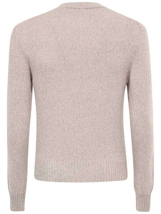 Men's Tonal Cashmere Crew Neck Sweater Champagne - AMI - BALAAN 3