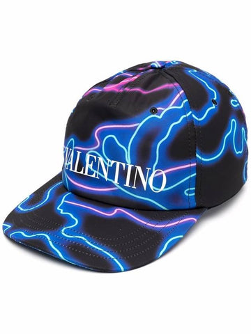 Neon Camo Logo Ball Cap Black - VALENTINO - BALAAN 1