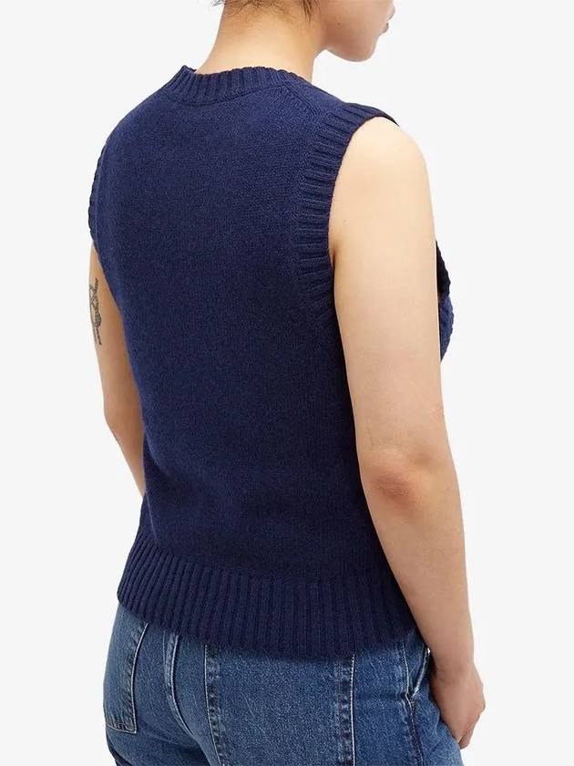 Logo Heart Gilet Vest Navy - GANNI - BALAAN 4