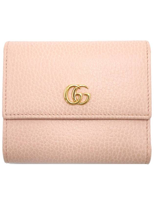 Gucci 546584 Baby Pink Textured GG Marmont Small 3 fold Bicycle Wallet - GUCCI - BALAAN 1