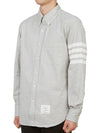 Men's Diagonal Solid Flannel Long Sleeve Shirt Grey - THOM BROWNE - BALAAN 5