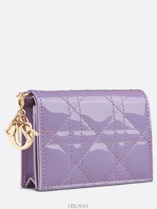 Lady Dior Flap Card Wallet Lilac Patent Cannage - DIOR - BALAAN 2