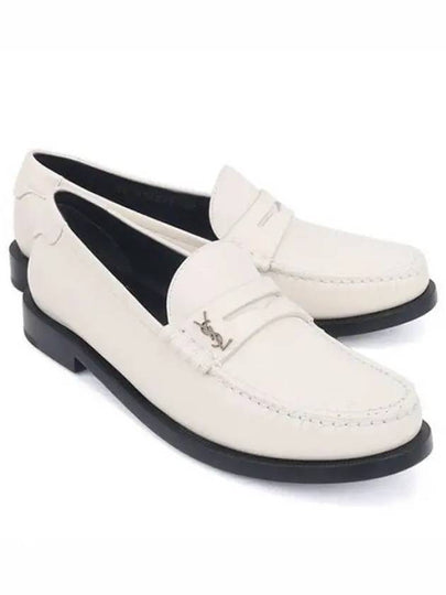 Le Loafer Penny Slippers In Smooth Leather Pearl - SAINT LAURENT - BALAAN 2