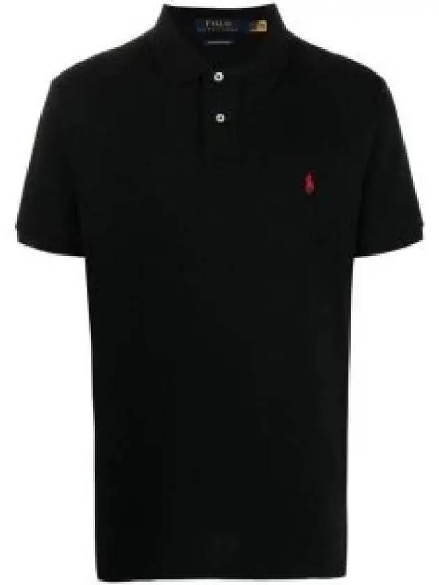 Men's Red Embroidered Logo Polo Shirt Black - POLO RALPH LAUREN - BALAAN 2