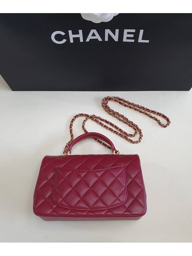 Classic Top Handle New Mini Burgundy Gold Plated New Mini Top Handle Top Handle AS2431 - CHANEL - BALAAN 3