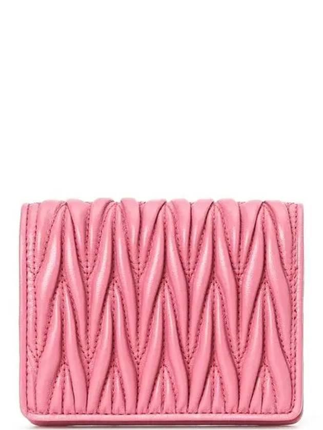 Matelasse Leather Half Wallet Begonia Pink - MIU MIU - BALAAN 4