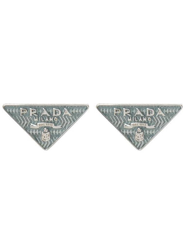 Triangle Logo Earrings Blue - PRADA - BALAAN 1