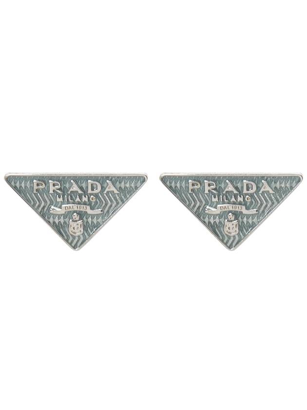 Triangle Logo Earrings Blue - PRADA - BALAAN 3