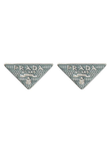 Triangle Logo Earrings Blue - PRADA - BALAAN 1