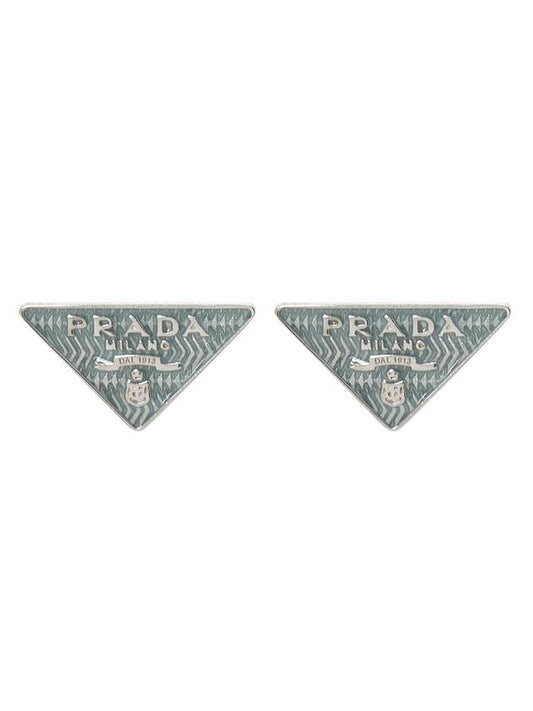 Triangle Logo Earrings Blue - PRADA - BALAAN 1