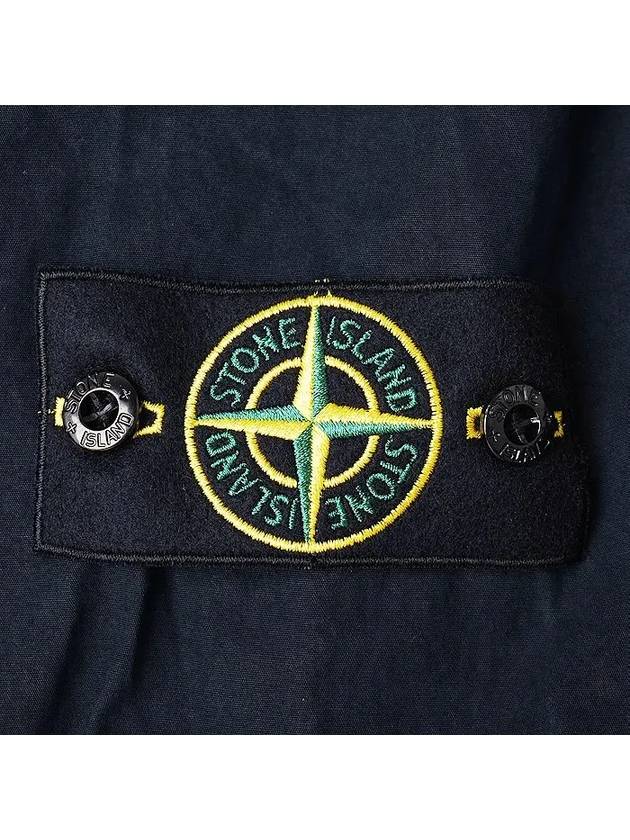 Brushed Organic Cotton Overshirt Jacket Navy - STONE ISLAND - BALAAN 5