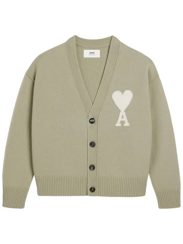 De Coeur Logo Wool Cardigan Green - AMI - BALAAN 4