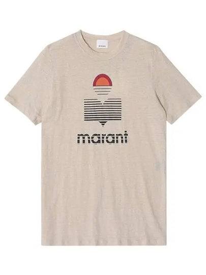 Karman Logo Linen Short Sleeve T-Shirt Ecru - ISABEL MARANT - BALAAN 2