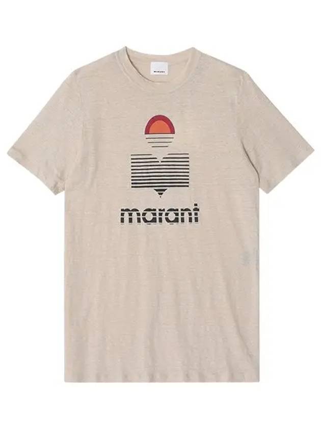 Karman Logo Linen Short Sleeve T-Shirt Ecru - ISABEL MARANT - BALAAN 4