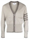 Men's Diagonal Armband Cashmere V-Neck Cardigan Beige - THOM BROWNE - BALAAN 2