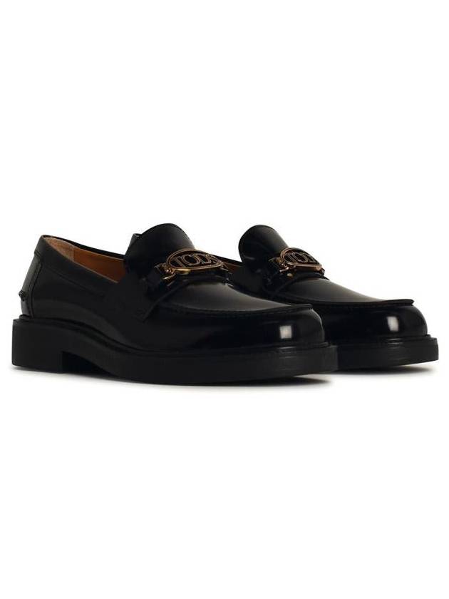 Metal Logo Leather Loafers Black - TOD'S - BALAAN 3