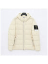 Seamless Logo Nylon Hooded Down Jacket Plaster - STONE ISLAND - BALAAN 3