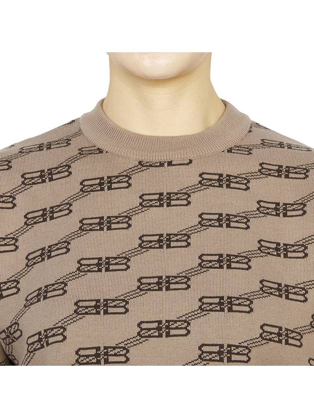 BB Icon Jacquard Knit Top Brown - BALENCIAGA - BALAAN.