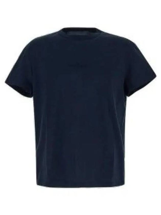 Reverse Embroidered Logo Stitched Cotton Short Sleeve T-Shirt Navy - MAISON MARGIELA - BALAAN 2