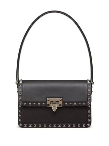 Rockstud Leather Shoulder Bag Black - VALENTINO - BALAAN 1