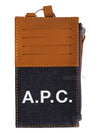 logo zipper strap leather card wallet dark brown - A.P.C. - BALAAN.