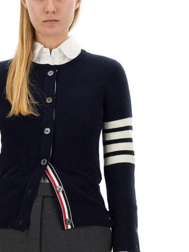 Cashmere Crew Neck Cardigan Navy - THOM BROWNE - BALAAN 5