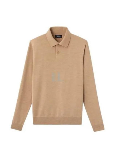 Men's Jerry Wool Long Sleeve Polo Shirt Beige - A.P.C. - BALAAN 2