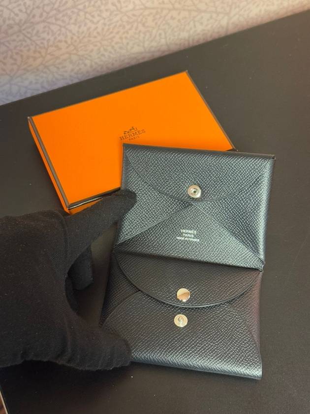 Calvi Duo Compact Card Wallet Noir - HERMES - BALAAN 4